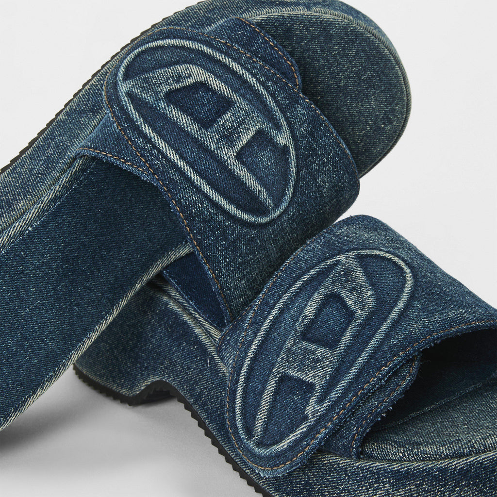 Women's Denim Slide Flat Sandals