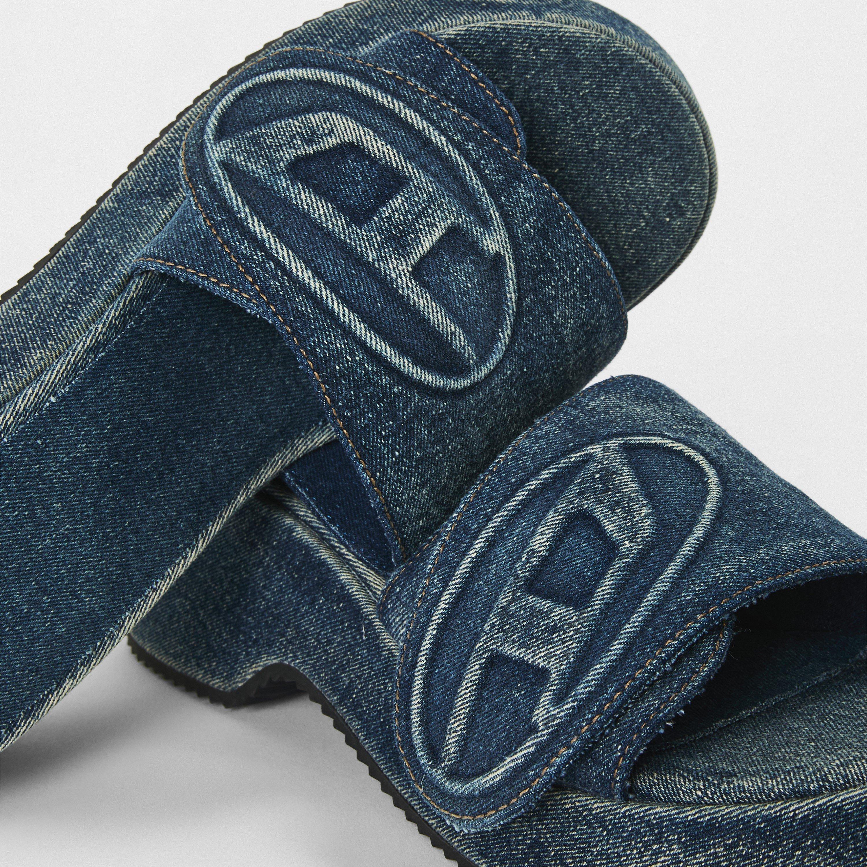 Women's Denim Slide Flat Sandals