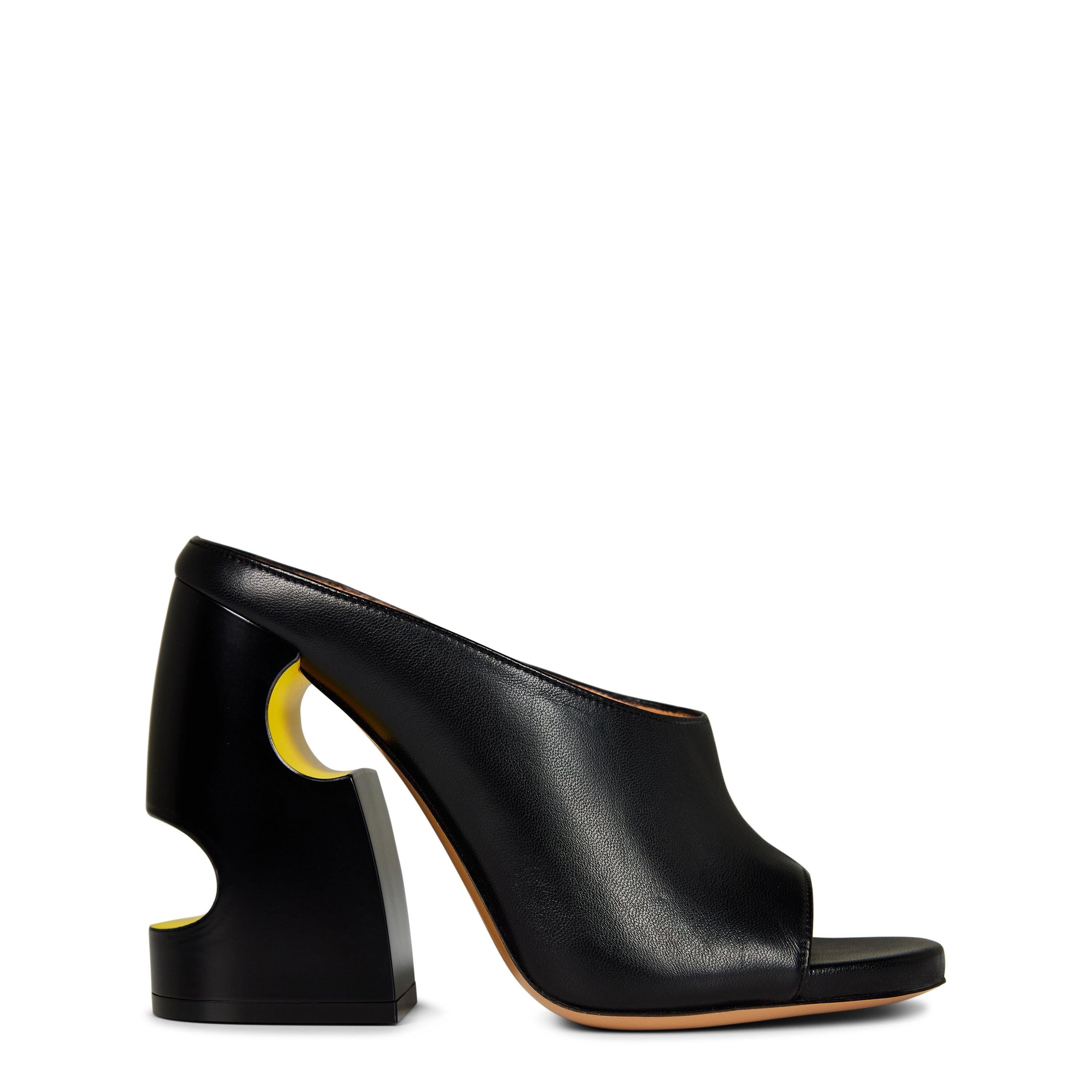 Meteor Leather Sculpted Heel Slip-On Heeled Mules