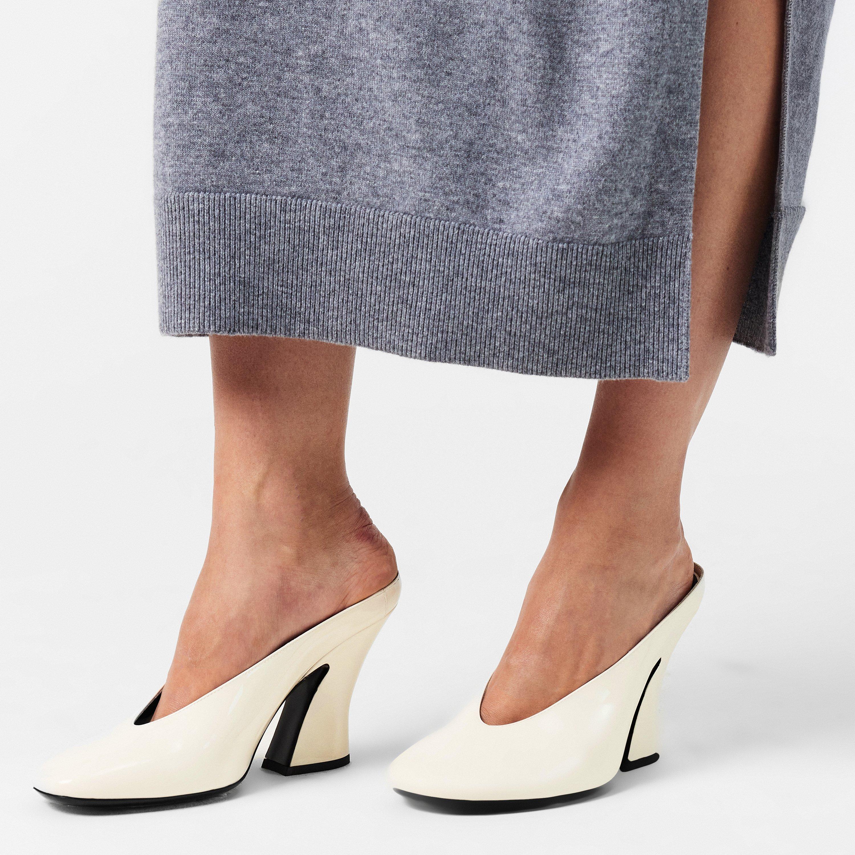 Leather Block Heel High Heeled Mules
