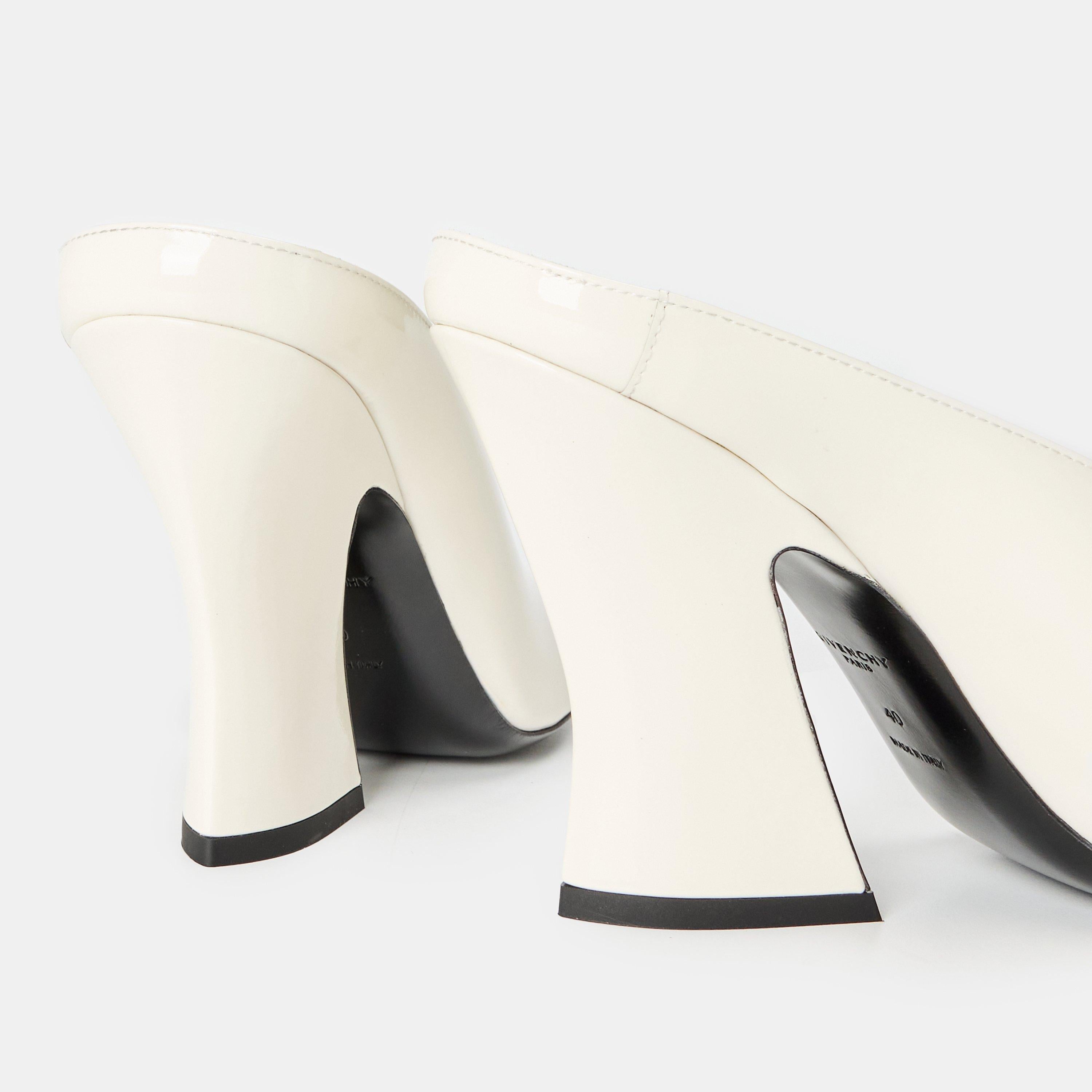Leather Block Heel High Heeled Mules