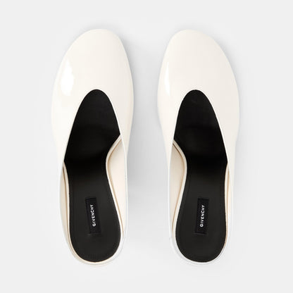 Leather Block Heel High Heeled Mules
