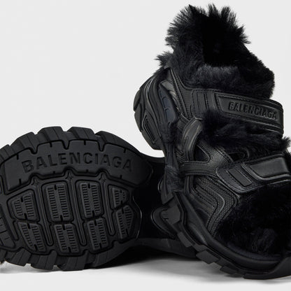 Track Faux-Shearling Sandals