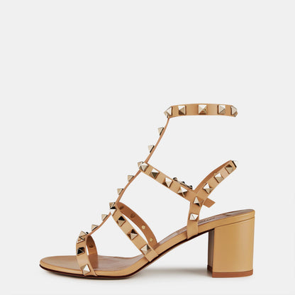 Rockstud Calfskin Ankle Strap Sandals