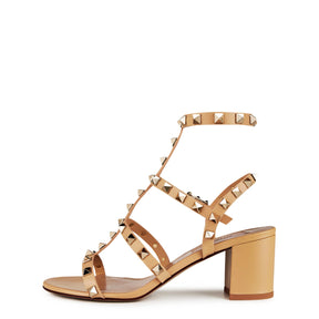 Rockstud Calfskin Ankle Strap Sandals