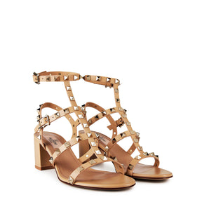 Rockstud Calfskin Ankle Strap Sandals