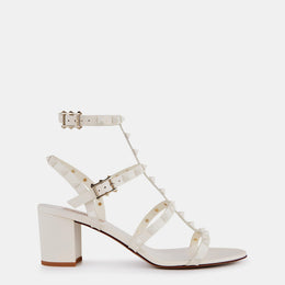 Rockstud Calfskin Ankle Strap Sandals