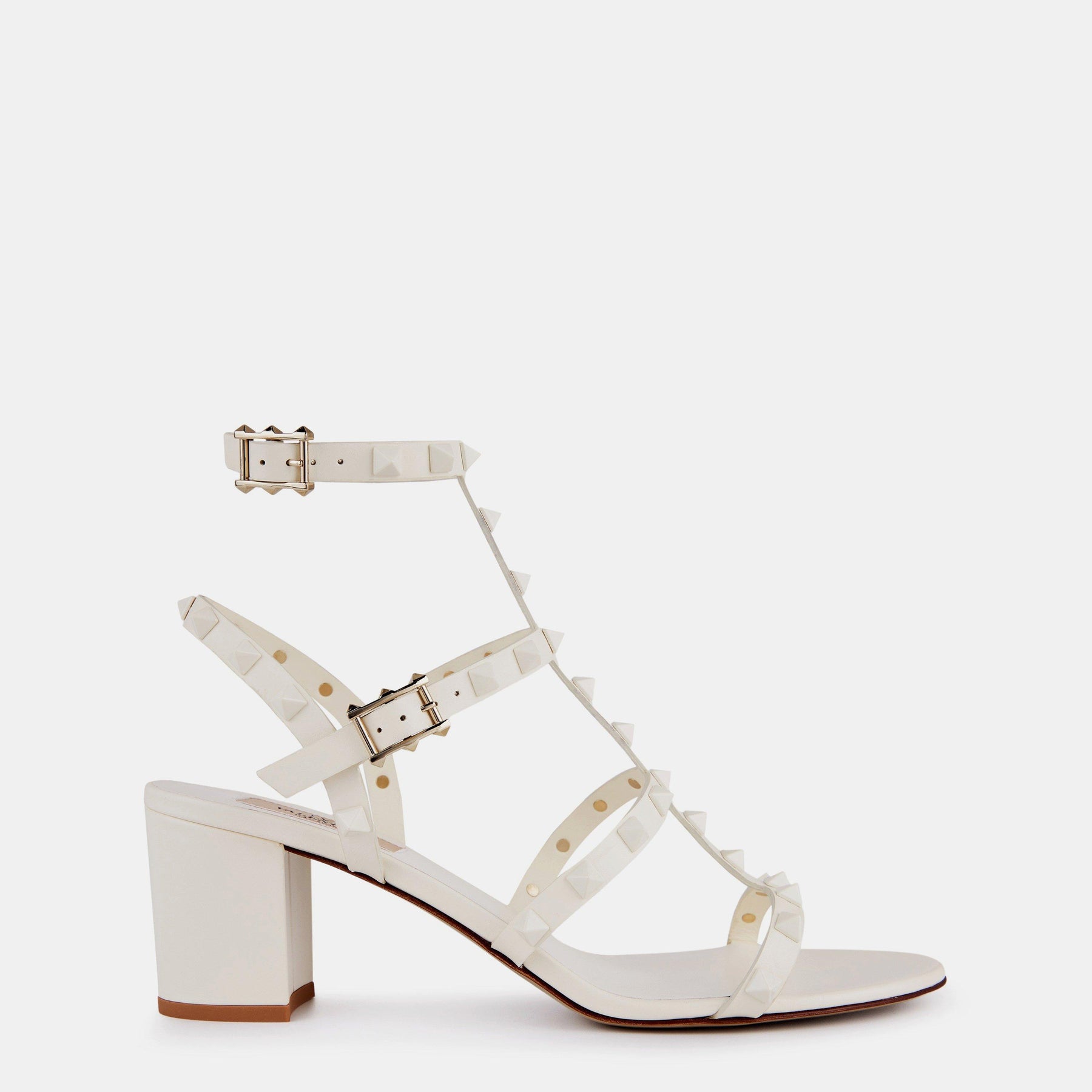 Rockstud Calfskin Ankle Strap Sandals
