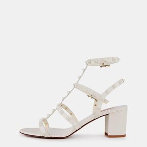 Rockstud Calfskin Ankle Strap Sandals