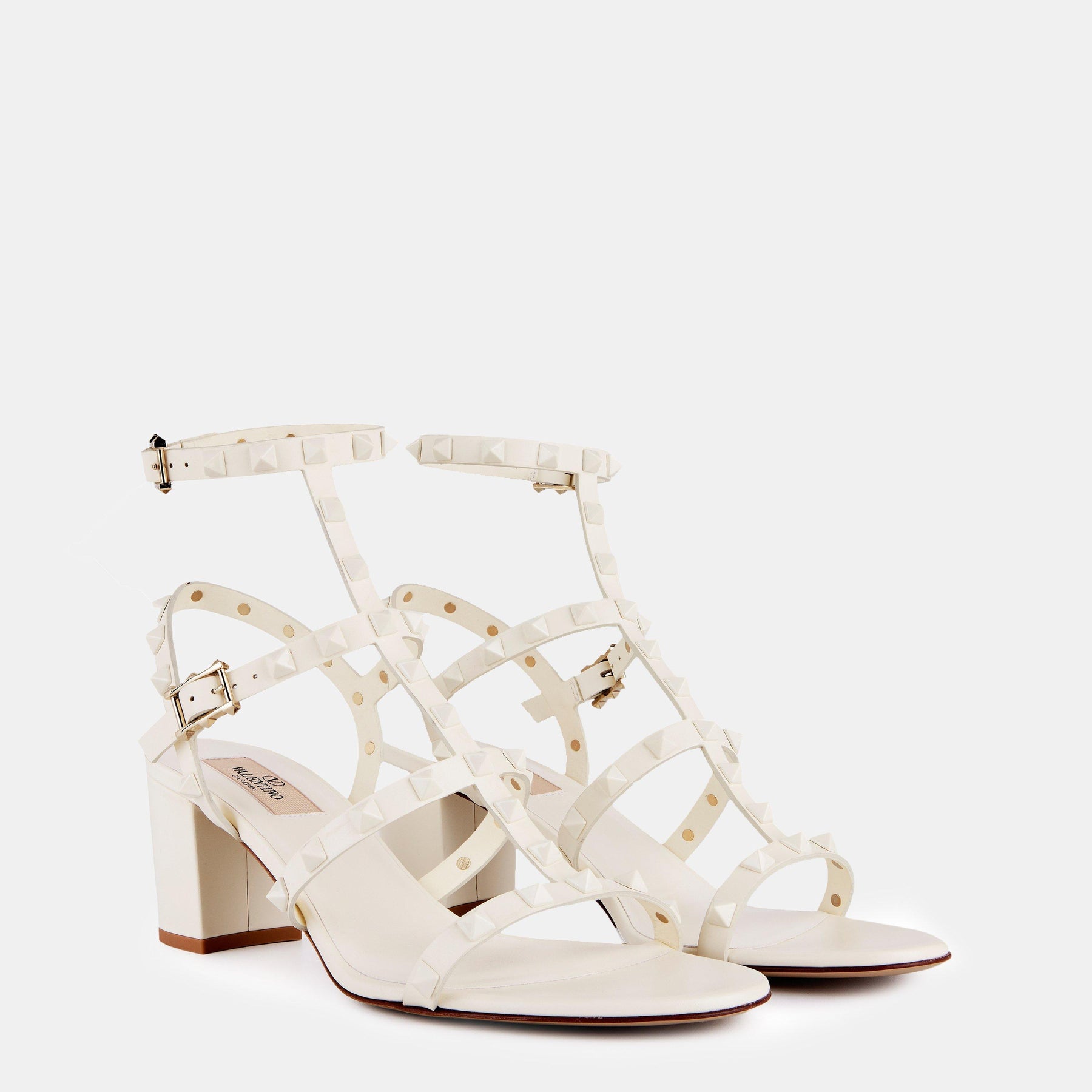 Rockstud Calfskin Ankle Strap Sandals