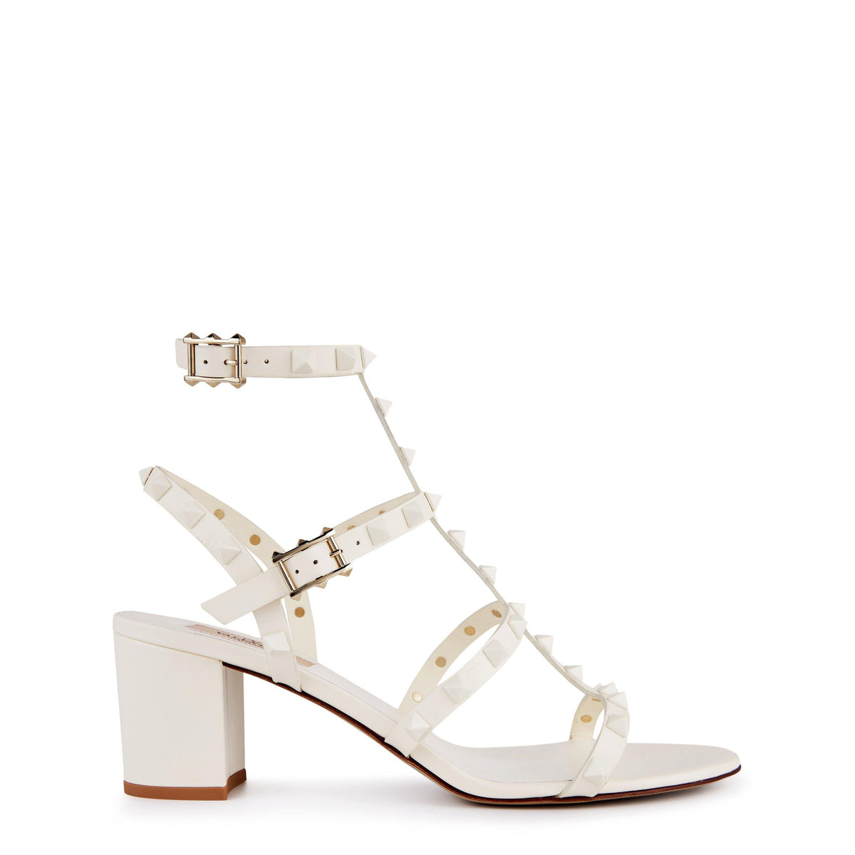 Rockstud Calfskin Ankle Strap Sandals