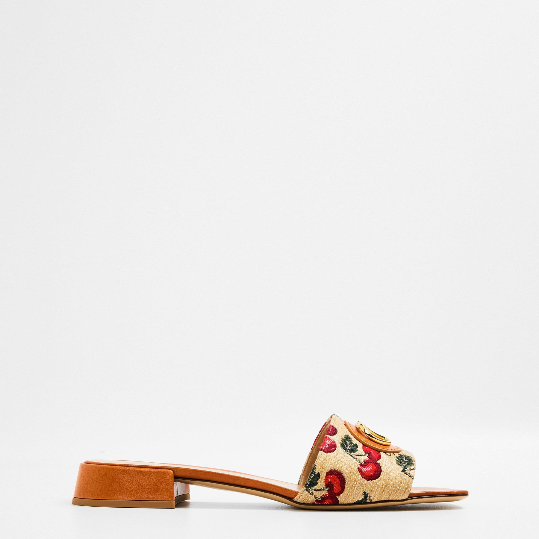 Vlogo Raffia-Jacquard Cherry Slides.