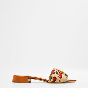 Vlogo Raffia-Jacquard Cherry Slides.