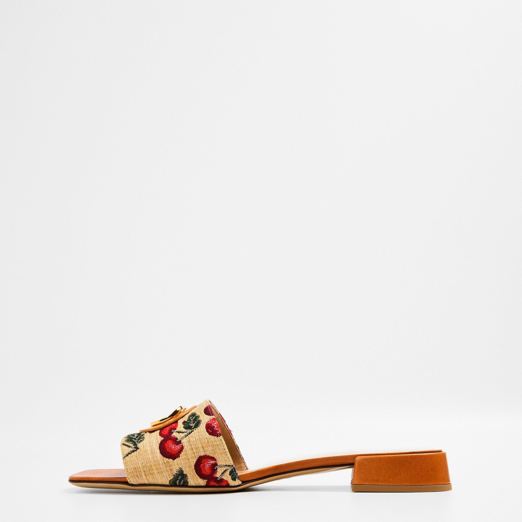 Vlogo Raffia-Jacquard Cherry Slides.