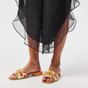 Vlogo Raffia-Jacquard Cherry Slides.