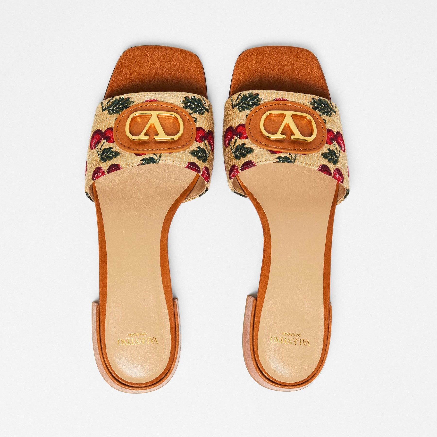 Vlogo Raffia-Jacquard Cherry Slides.