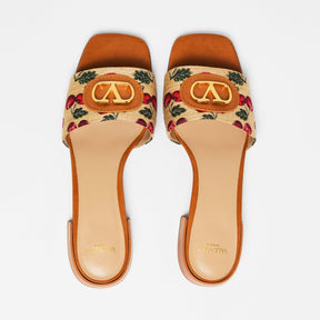 Vlogo Raffia-Jacquard Cherry Slides.
