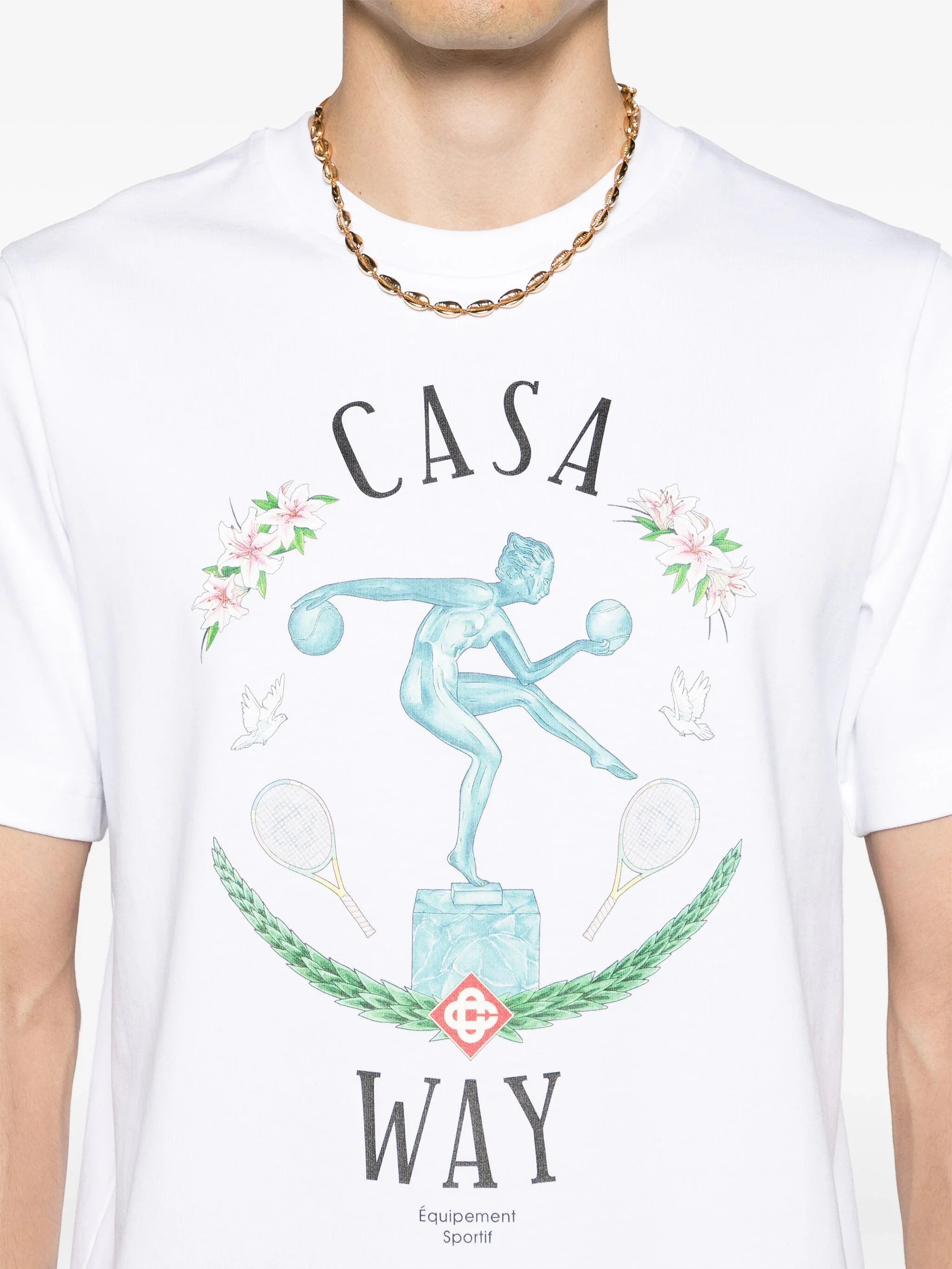 Casablanca Statue En Marbe Printed T-Shirt in White