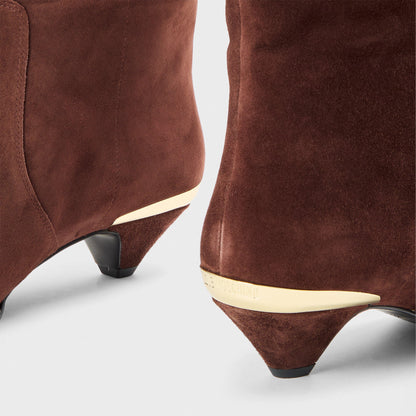 Golden Metallic Ankle Heeled Boots