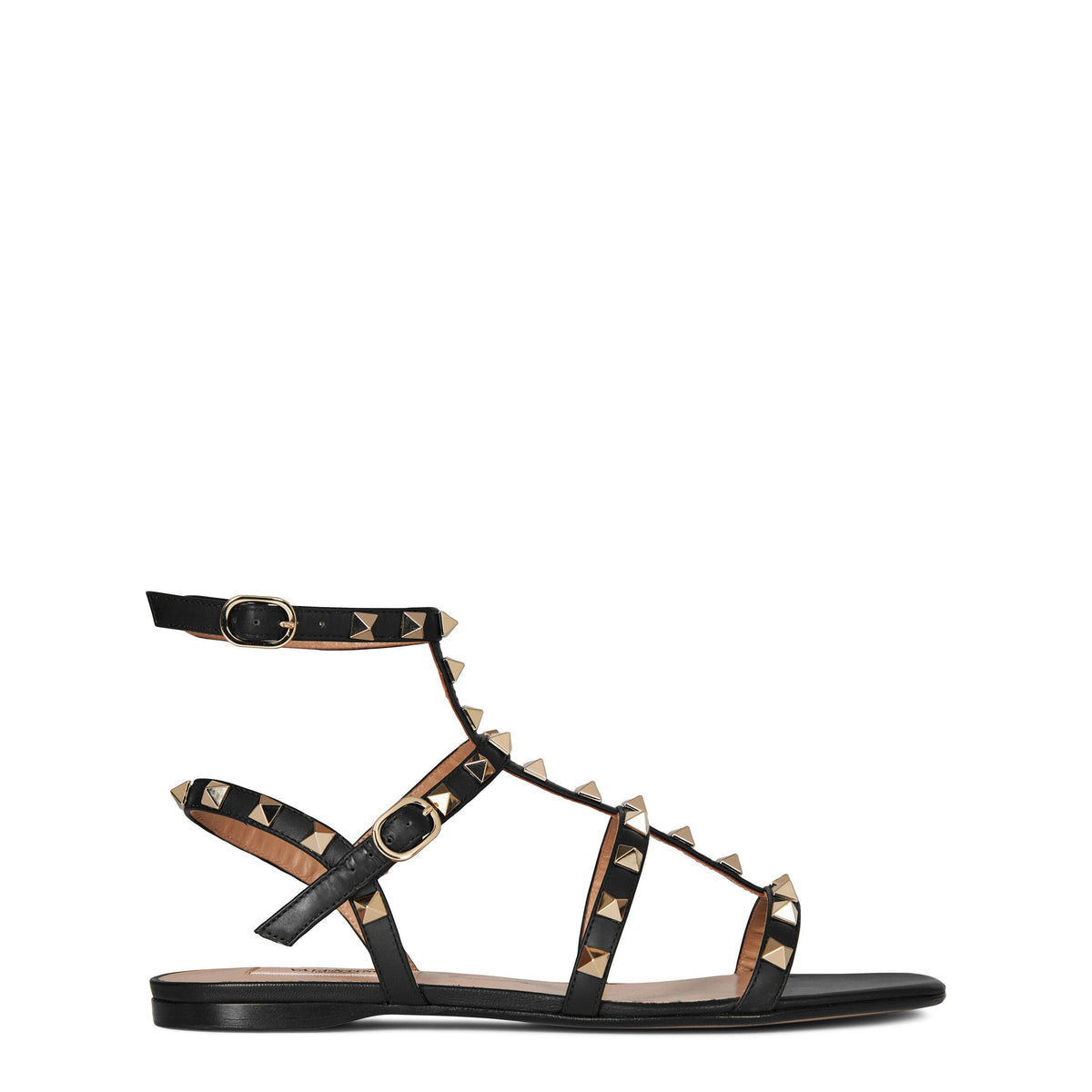 Rockstud Leather Flat Sandals