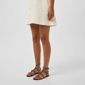 Rockstud Leather Flat Sandals