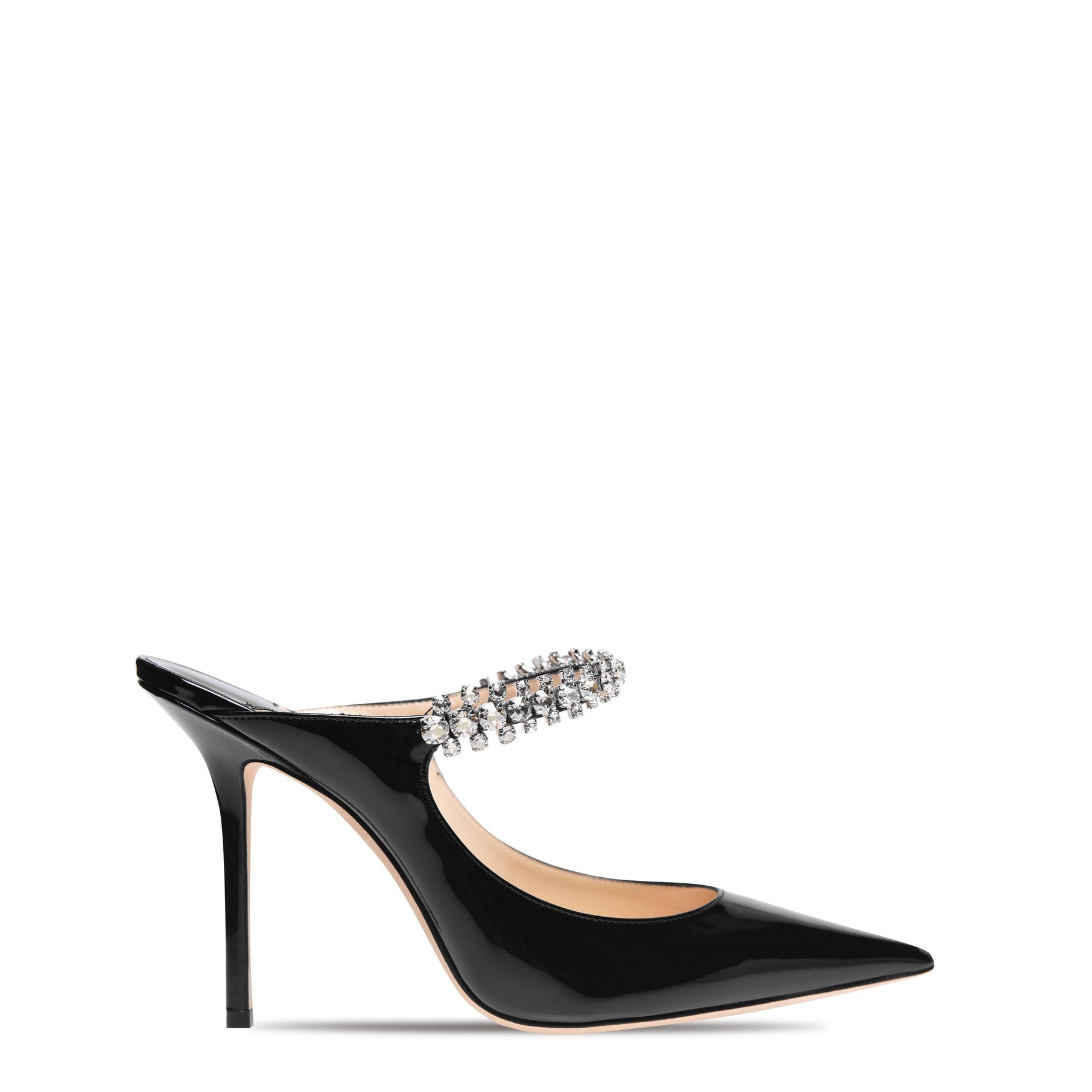 Women's Crystal Leather Heeled Mules, 100mm