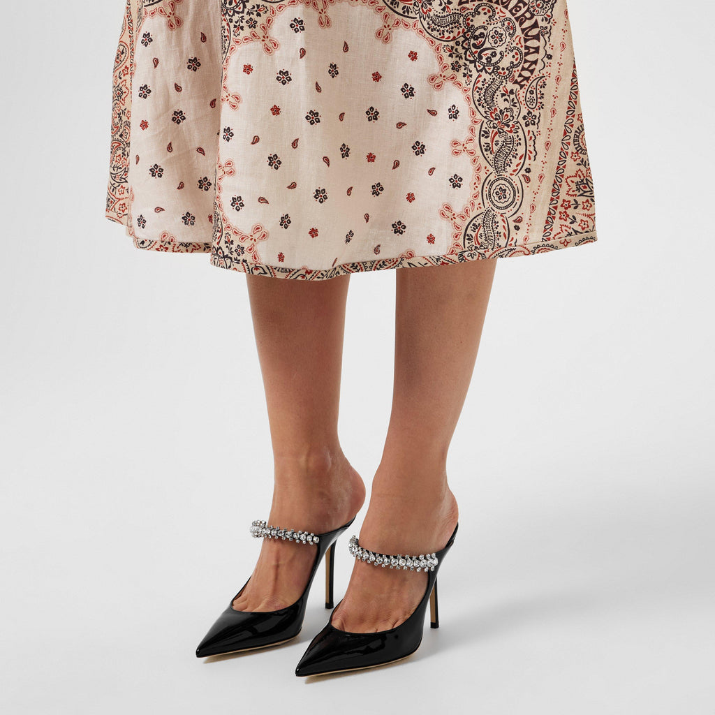 Women's Crystal Leather Heeled Mules, 100mm