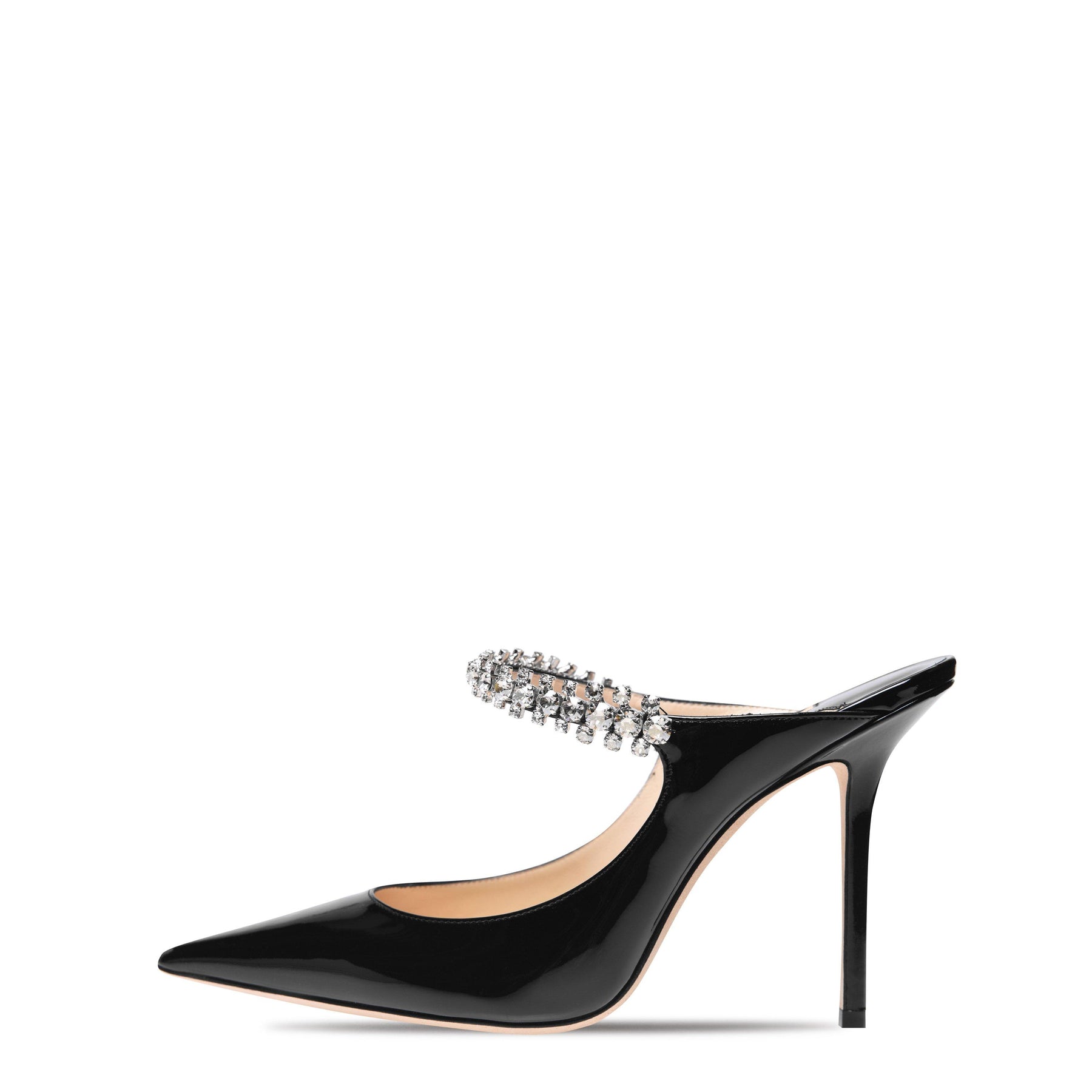 Women's Crystal Leather Heeled Mules, 100mm