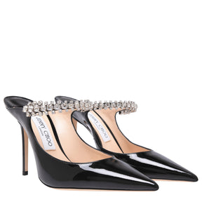 Women's Crystal Leather Heeled Mules, 100mm