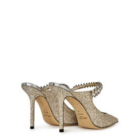 Women's Crystal Leather Heeled Mules, 100mm