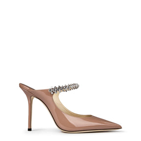 Women's Crystal Leather Heeled Mules, 100mm