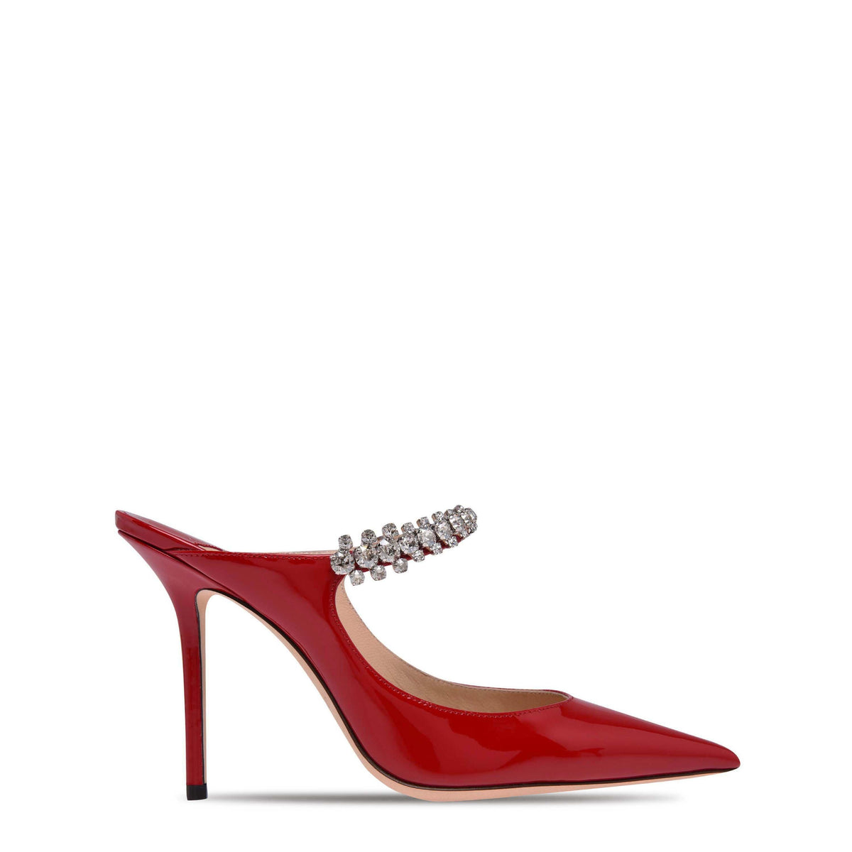 Women's Crystal Leather Heeled Mules, 100mm