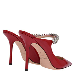 Women's Crystal Leather Heeled Mules, 100mm