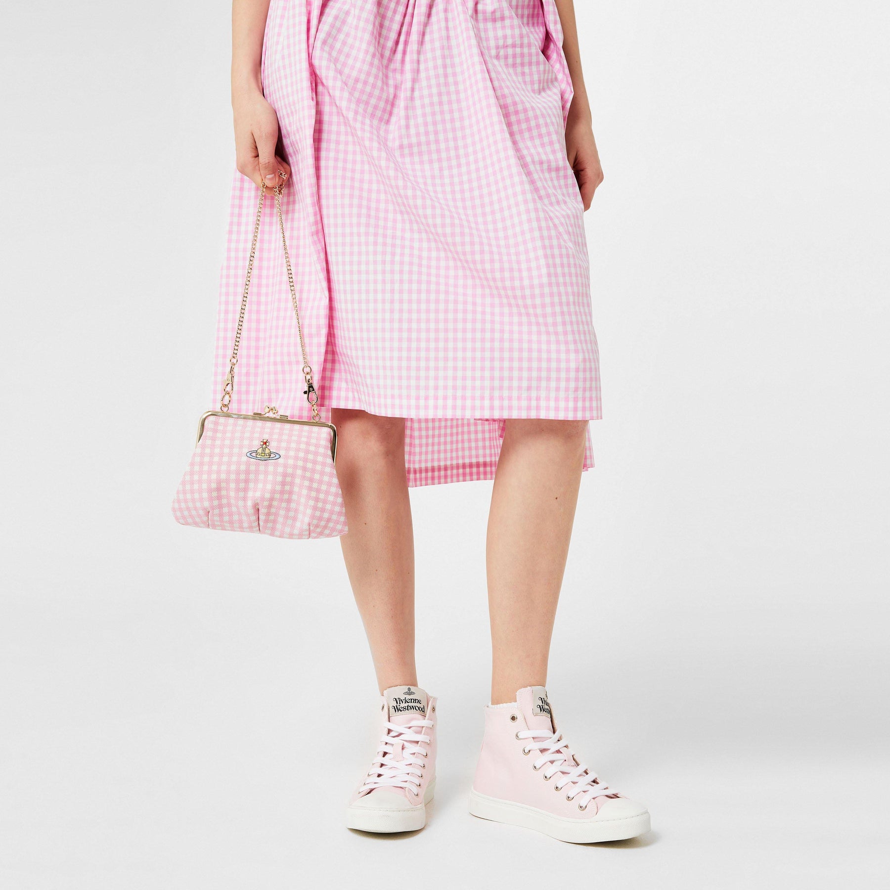 Women's Thin Orb Motif Cotton High Top Trainers