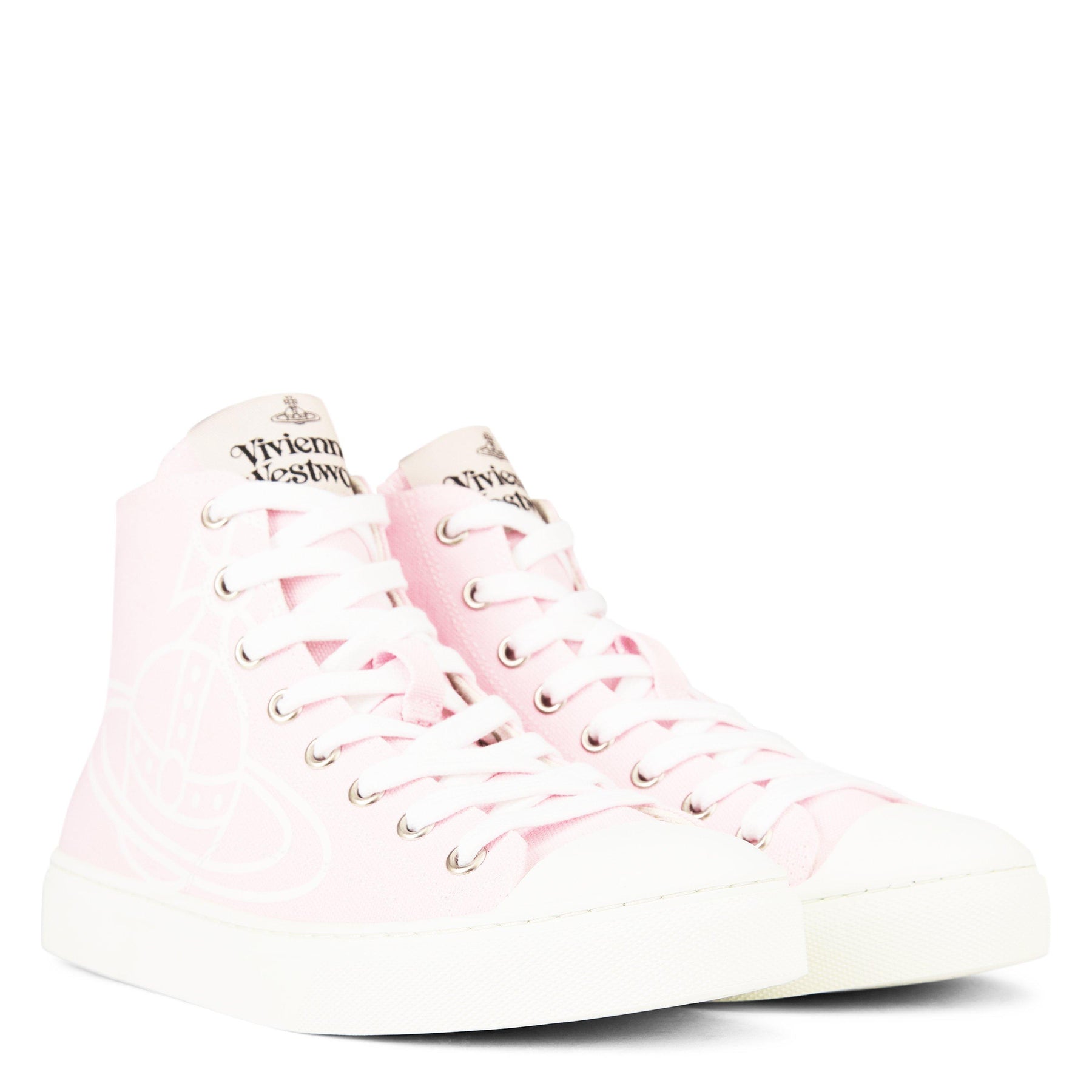 Women's Thin Orb Motif Cotton High Top Trainers