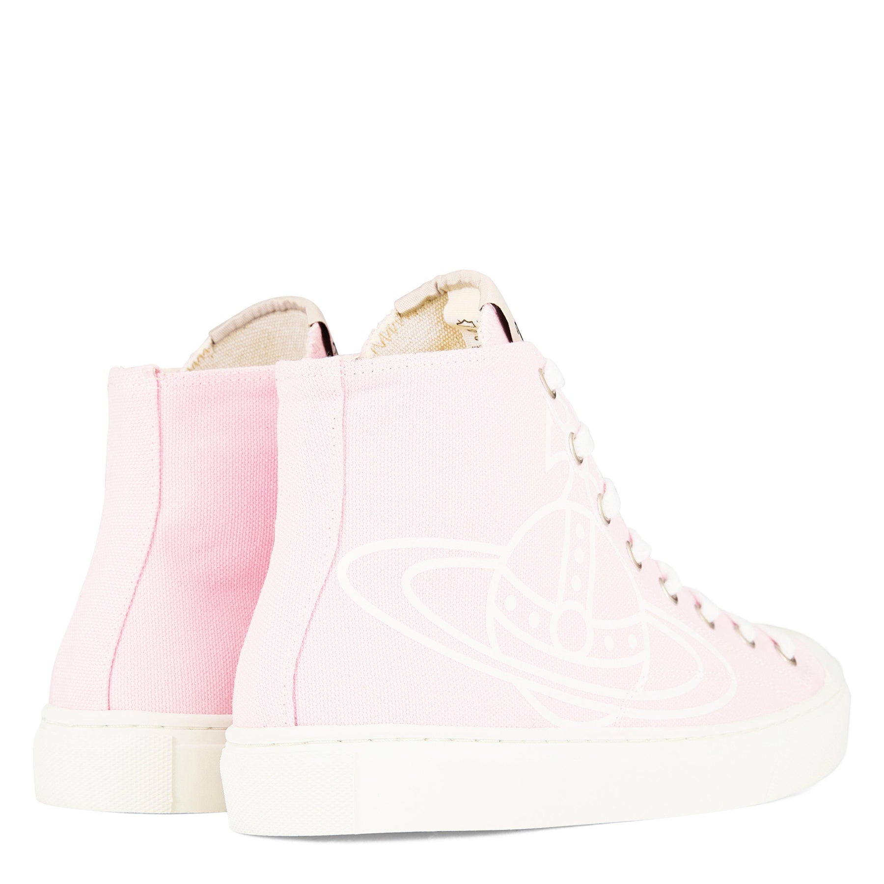 Women's Thin Orb Motif Cotton High Top Trainers