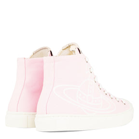 Women's Thin Orb Motif Cotton High Top Trainers