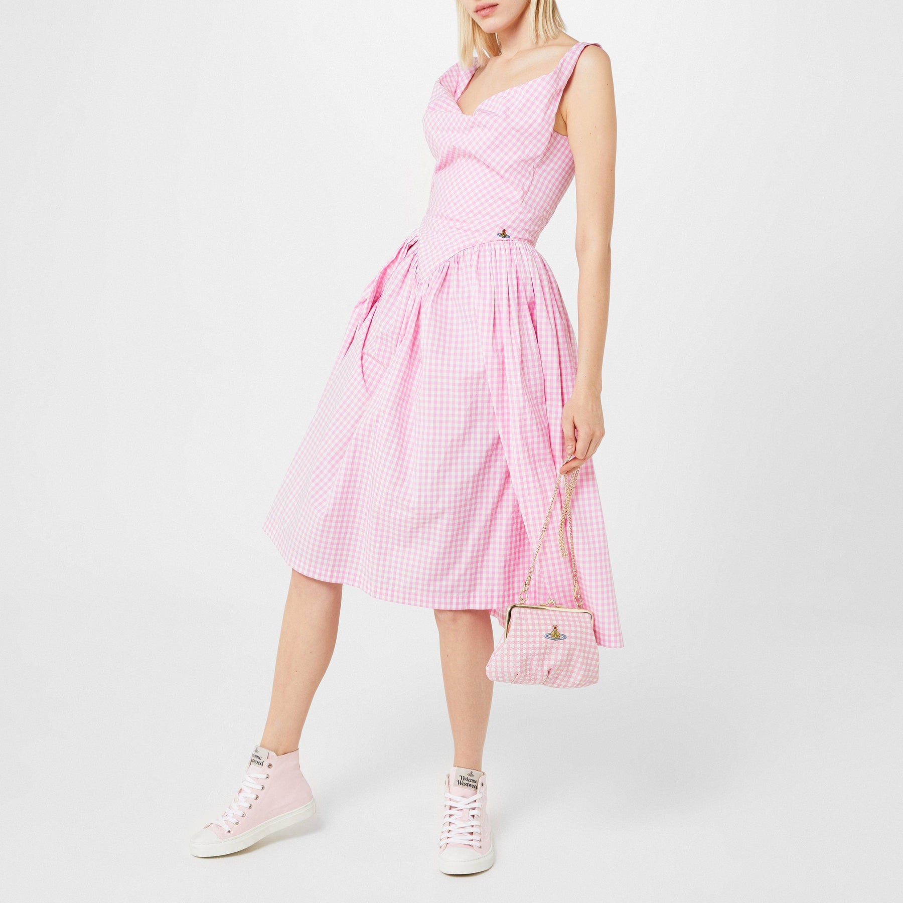 Women's Thin Orb Motif Cotton High Top Trainers