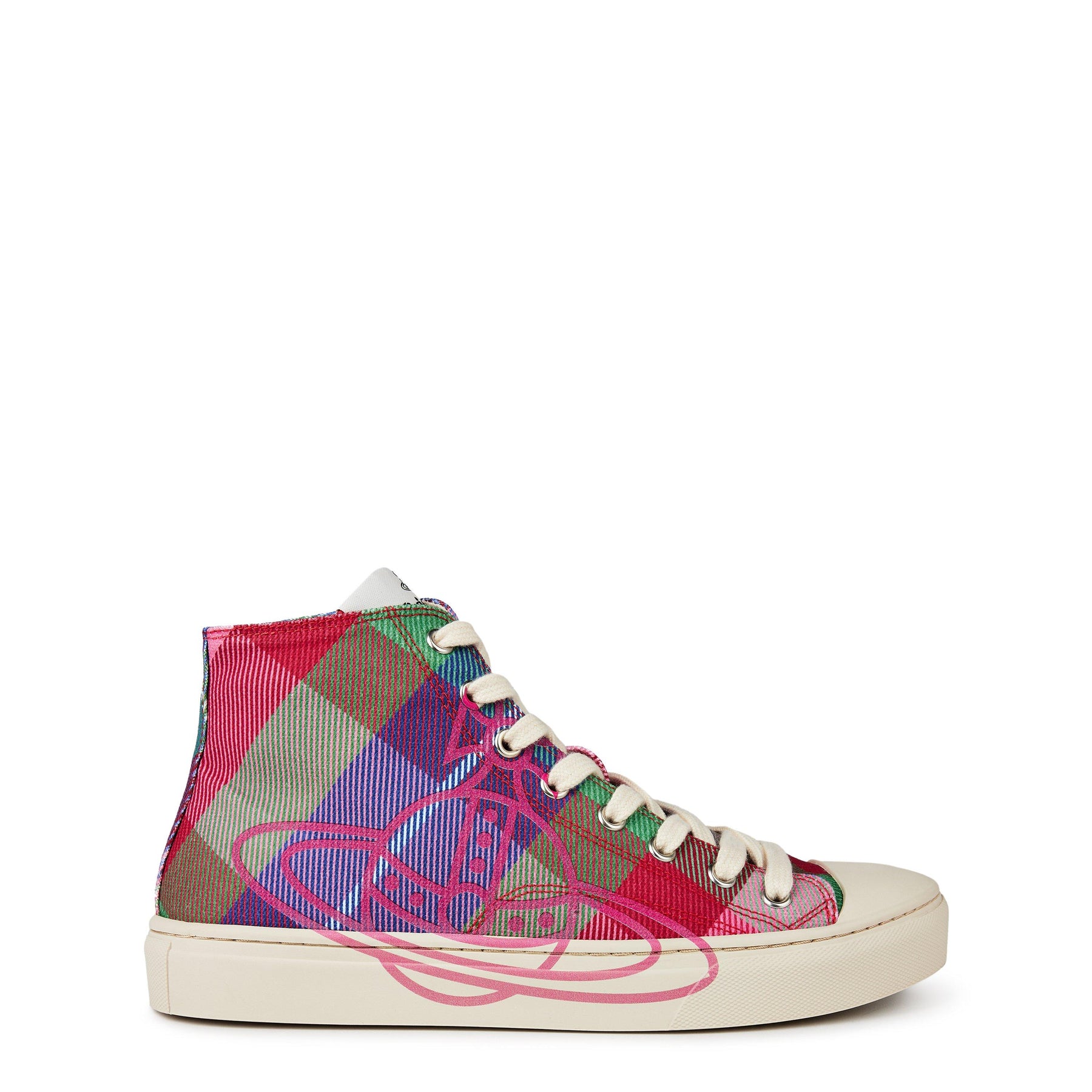 Women's Thin Orb Motif Cotton High Top Trainers
