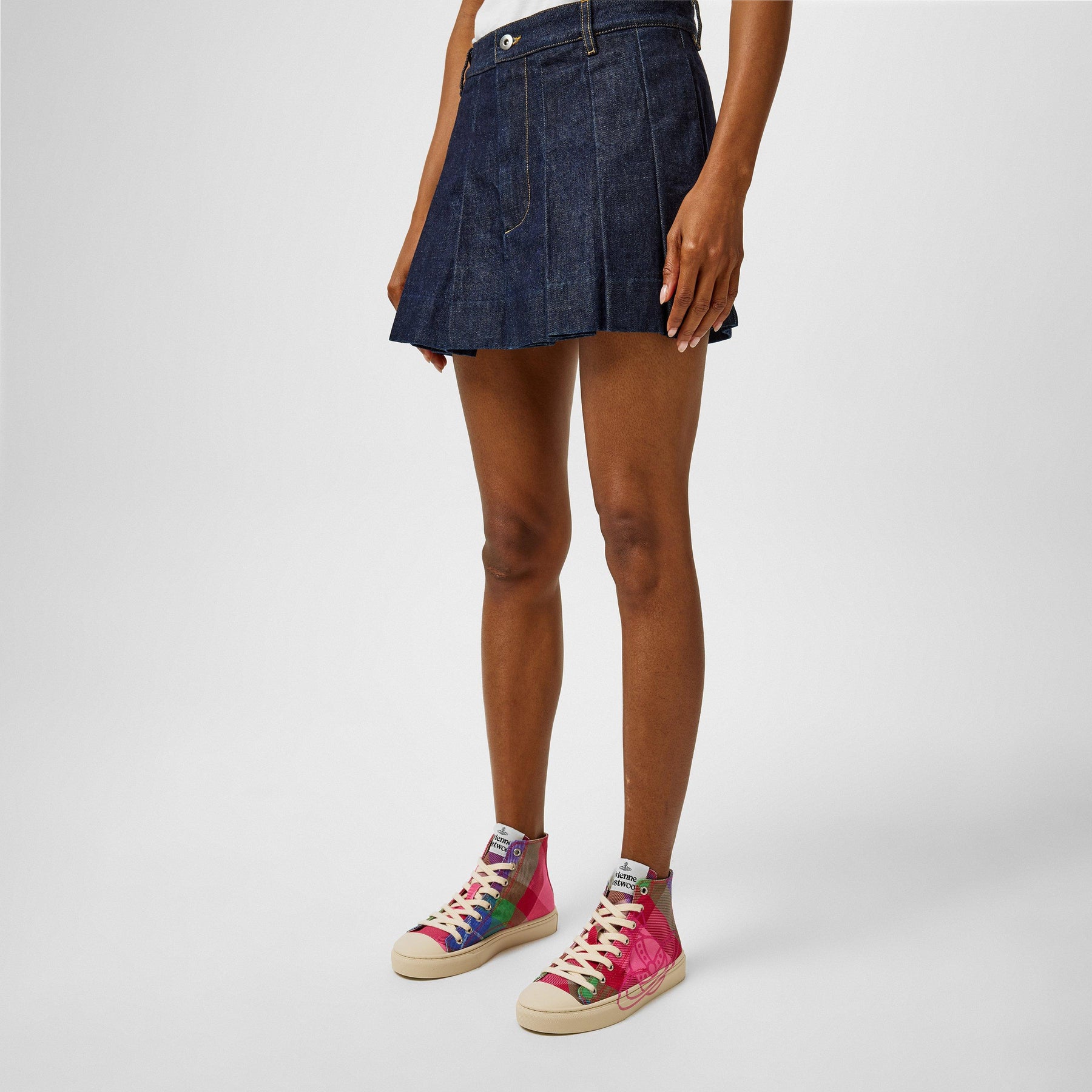 Women's Thin Orb Motif Cotton High Top Trainers