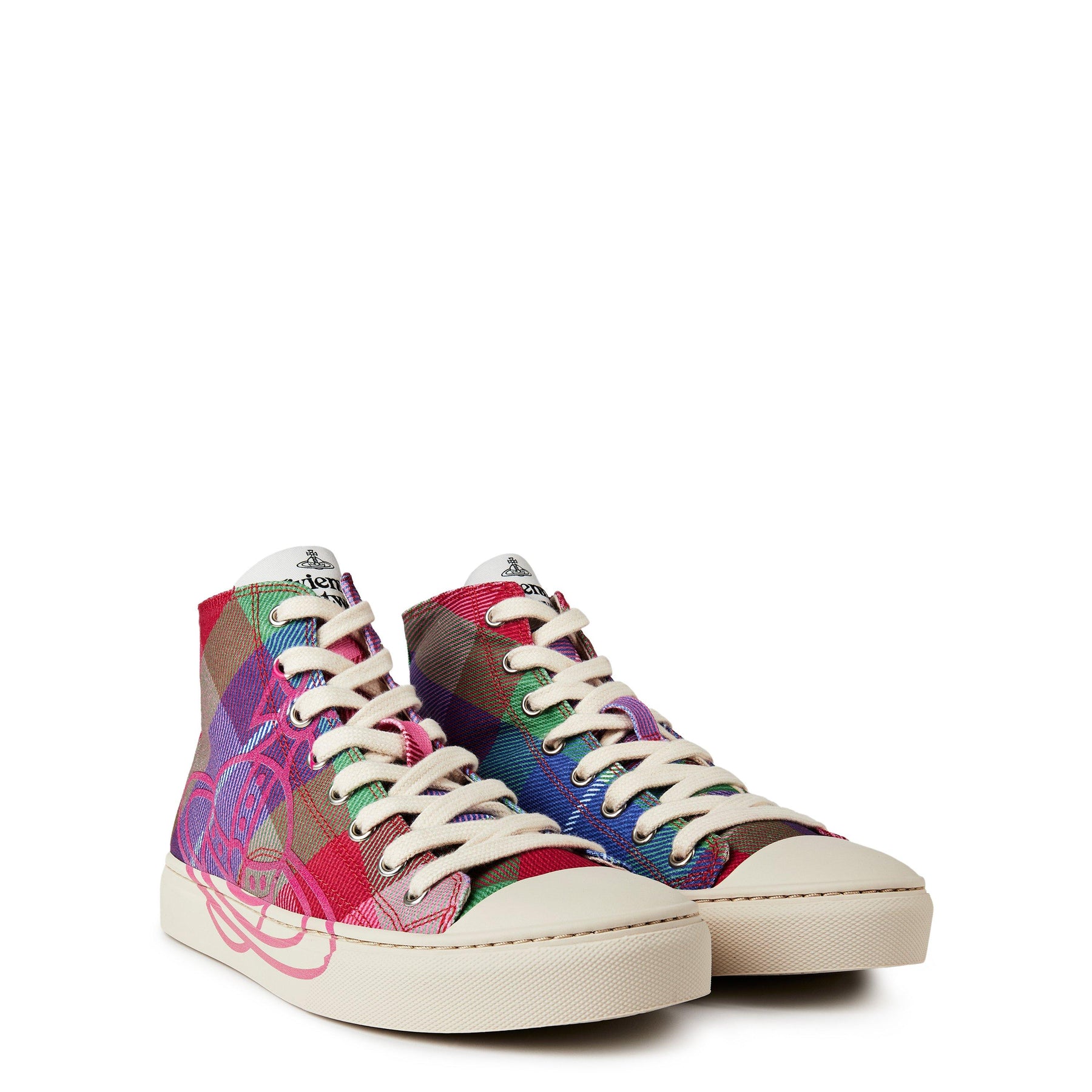 Women's Thin Orb Motif Cotton High Top Trainers