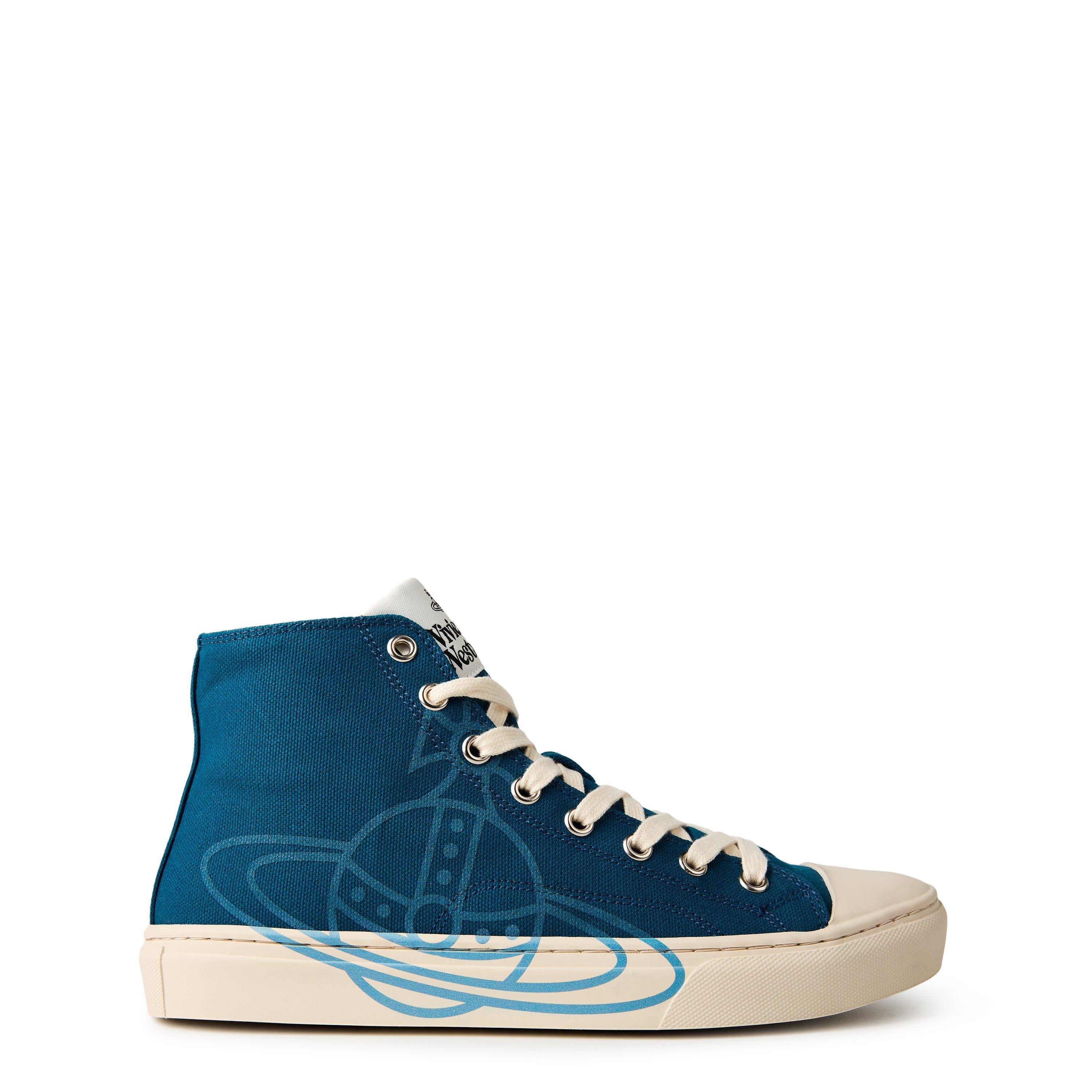 Thin Orb Motif Cotton High Top Trainers
