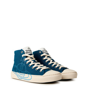 Women's Thin Orb Motif Cotton High Top Trainers