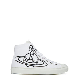 Thin Orb Motif Cotton High Top Trainers
