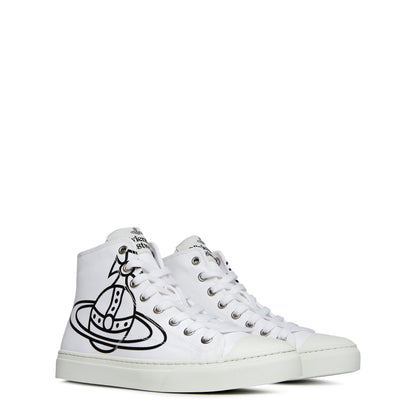 Thin Orb Motif Cotton High Top Trainers