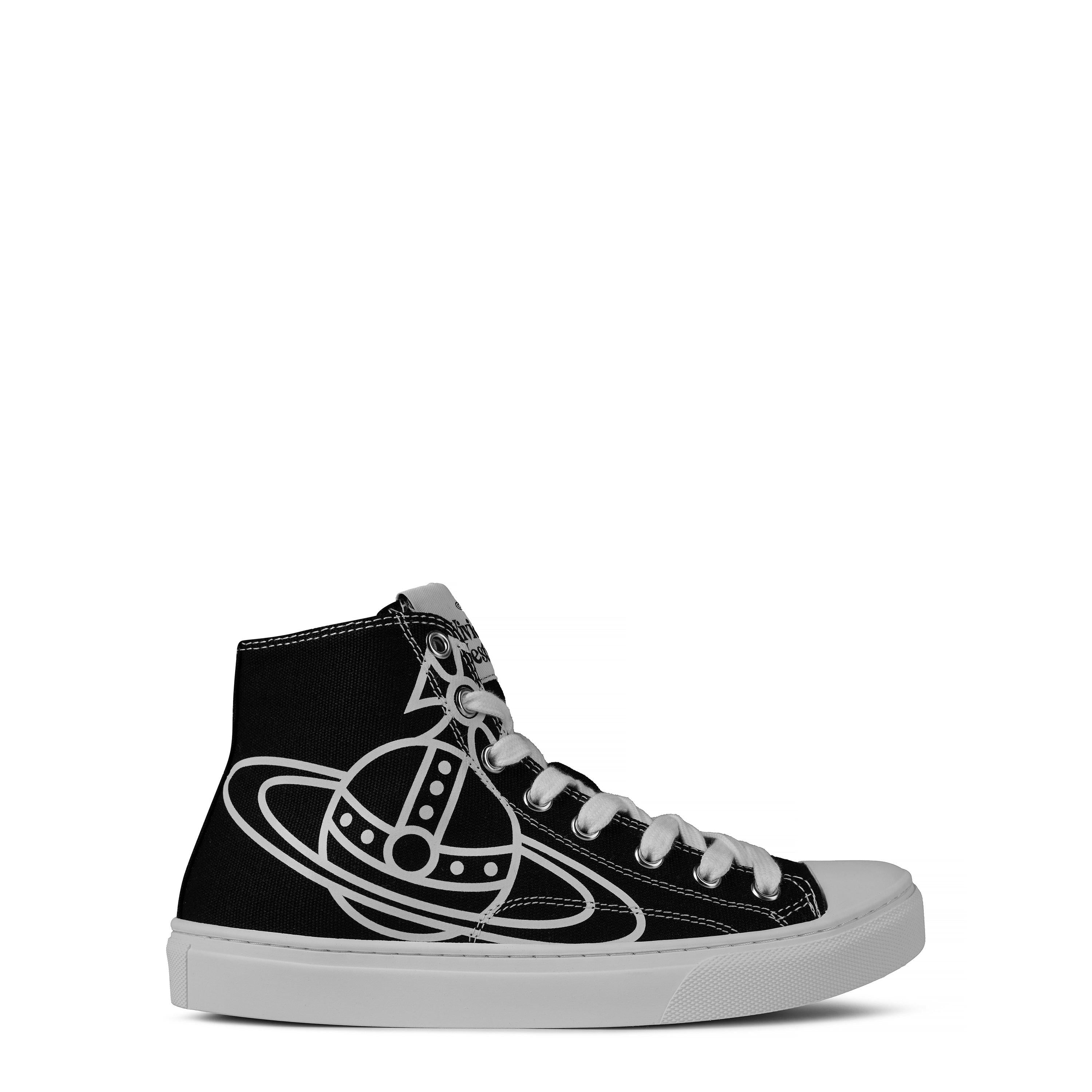 Thin Orb Motif Cotton High Top Trainers