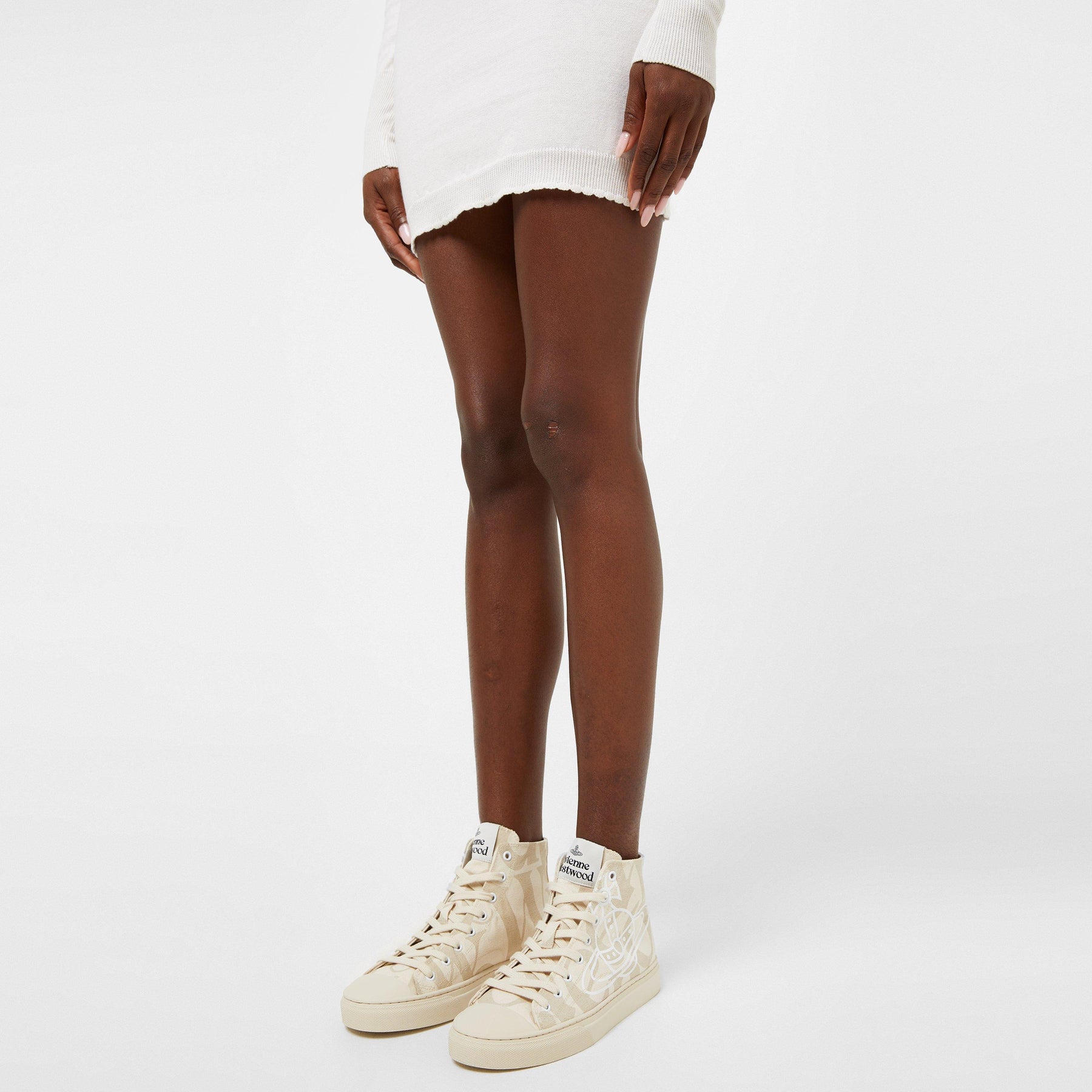 Women's Thin Orb Motif Cotton High Top Trainers