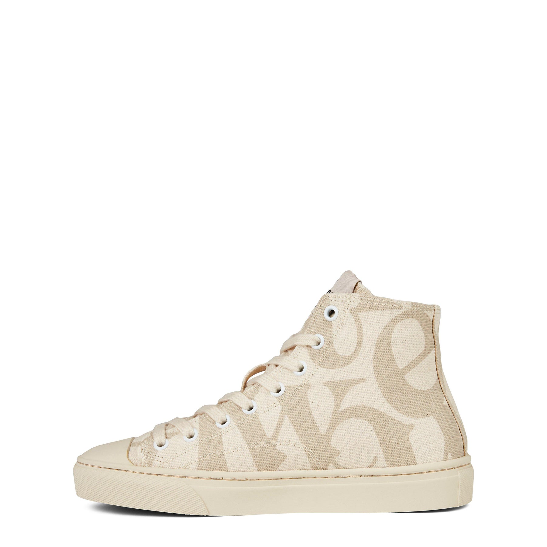 Women's Thin Orb Motif Cotton High Top Trainers