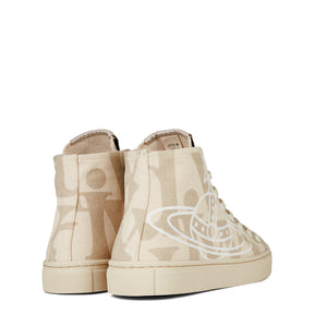 Women's Thin Orb Motif Cotton High Top Trainers