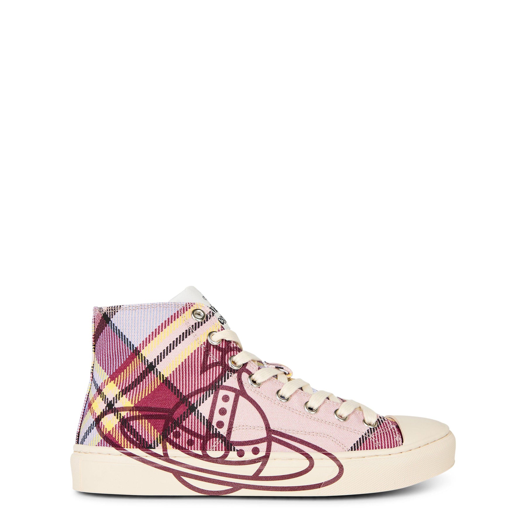 Women's Thin Orb Motif Cotton High Top Trainers